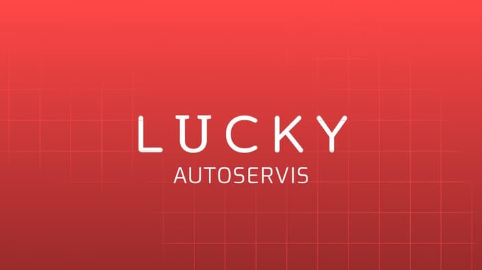 Logo Lucky Autoservis na červeném pozadí