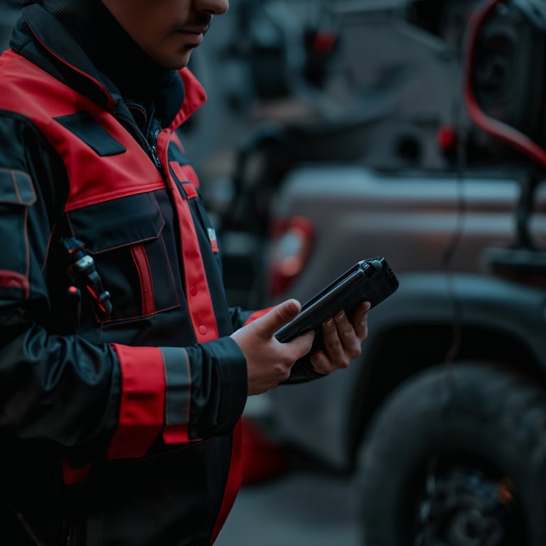Mechanik provádí diagnostiku vozu v moderním autoservisu Lucky Autoservis v Praze-Stodůlkách.