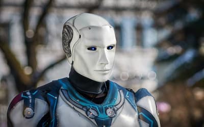 Humanoid robot representing artificial intelligence in modern manufacturing — symbolizing AI in additive manufacturing