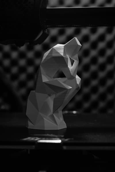 Multicolor 3D print of an artistic figurine custom-produced on demand.